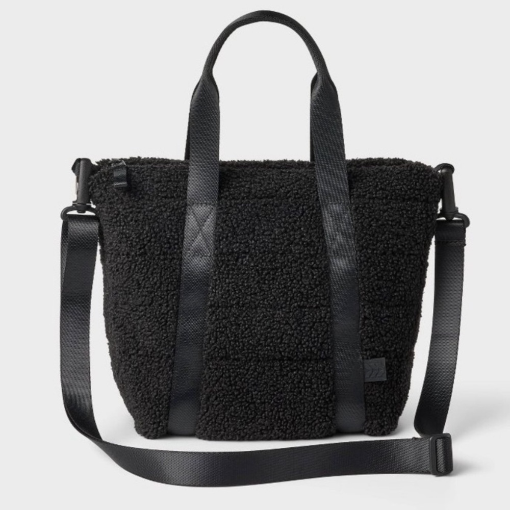 Faux Shearling ‘mini’ Tote - All in Motion - black